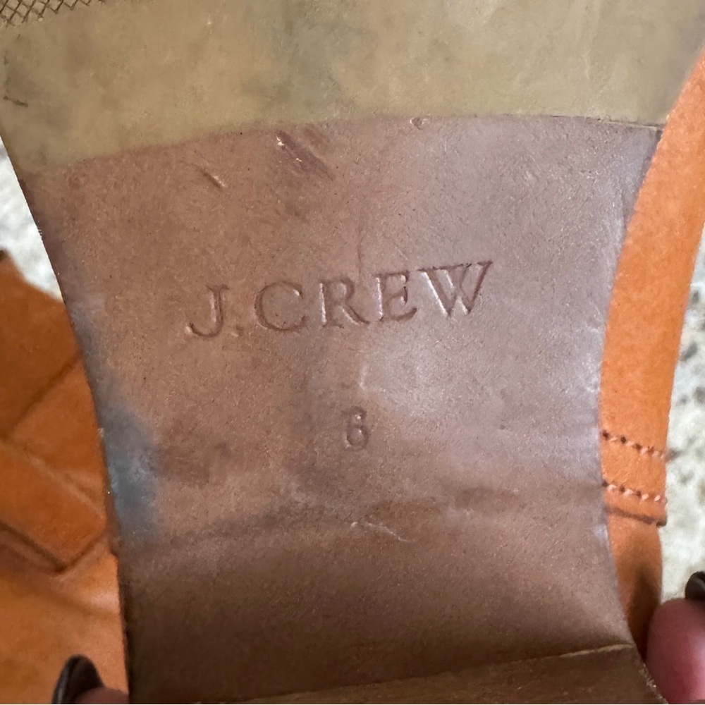 J Crew Parker cognac leather classic brown low heel ankle boots size 6 - Picture 3 of 13